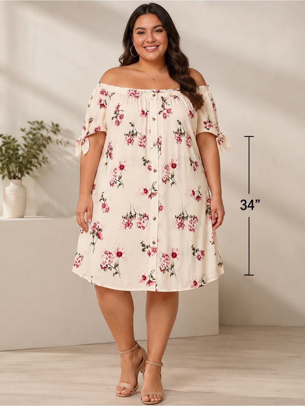 Stella Tweed Women's Floral Off-the-Shoulder Dress Size XL